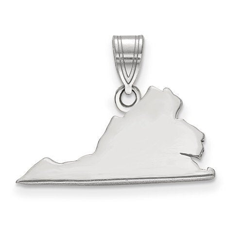 14k gold or sterling silver virginia va state map pendant charm personalized monogram