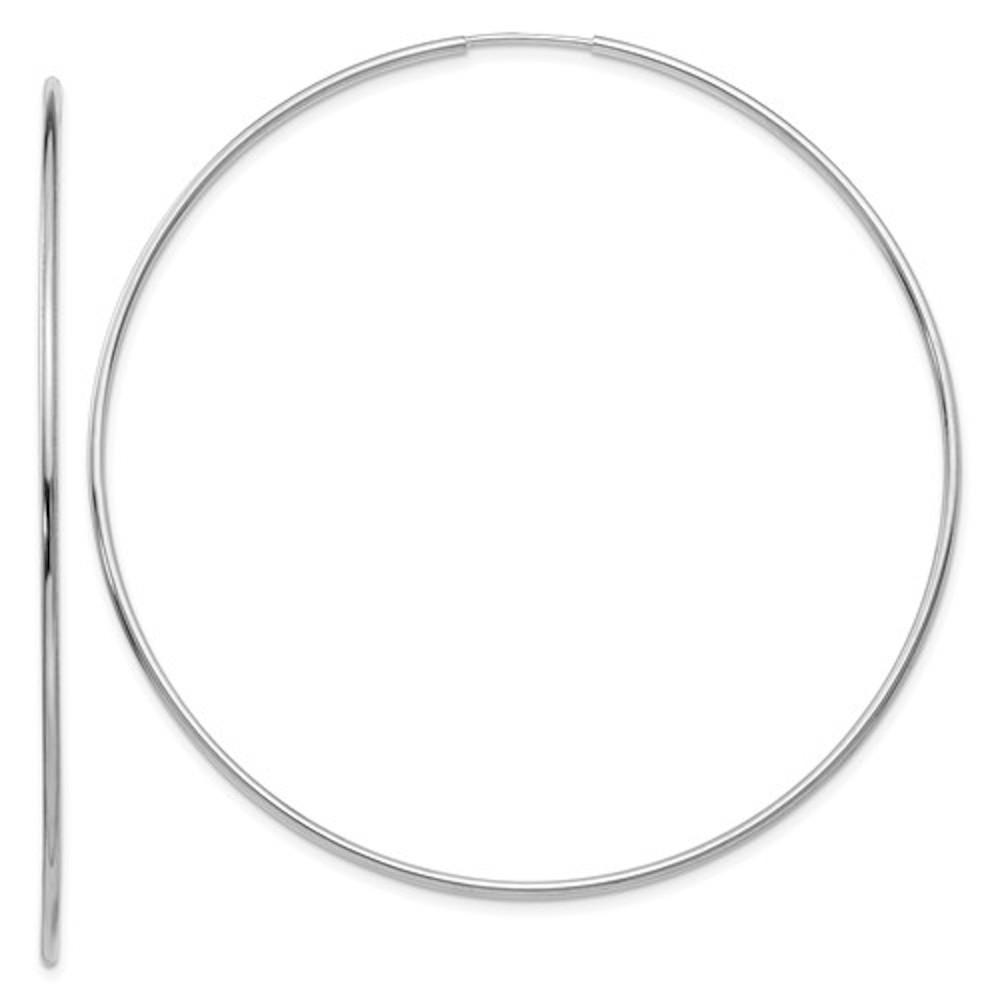 14k white gold extra large round endless hoop earrings 67mm x 1.20mm