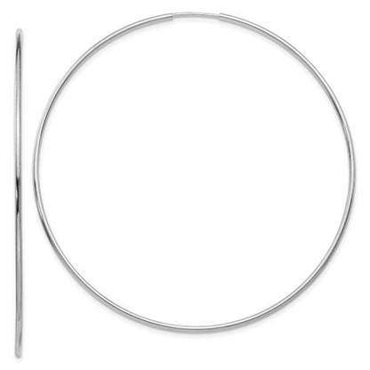 14k white gold extra large round endless hoop earrings 67mm x 1.20mm
