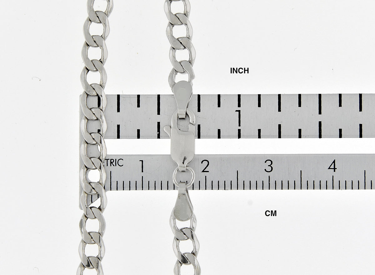 14k white gold 4.3mm curb bracelet anklet choker necklace pendant chain