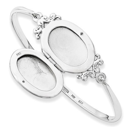 sterling silver oval locket bangle bracelet custom engraved personalized monogram