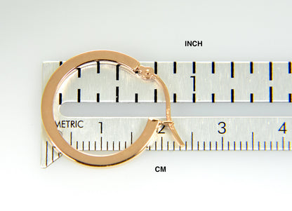 14k rose gold classic square tube round hoop earrings 20mm x 2mm