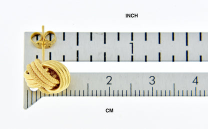 14k yellow gold 11mm textured love knot stud post earrings