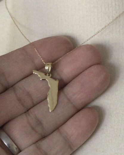 14K Gold or Sterling Silver Florida FL State Map Pendant Charm Personalized Monogram