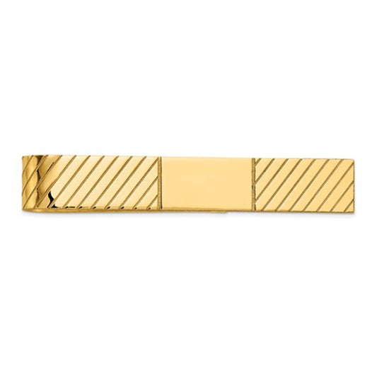 14k yellow gold engravable tie bar clip personalized engraved monogram