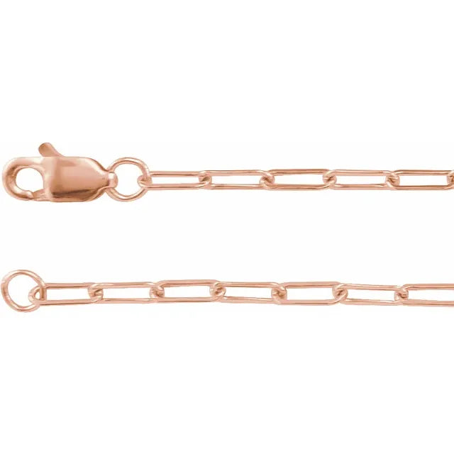 14k yellow rose white gold sterling silver 1.95mm elongated paper clip link bracelet anklet choker necklace pendant chain