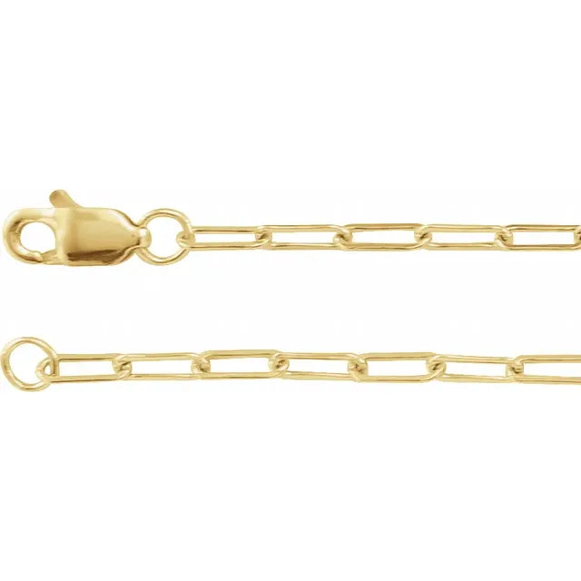 14k yellow rose white gold sterling silver 1.95mm elongated paper clip link bracelet anklet choker necklace pendant chain