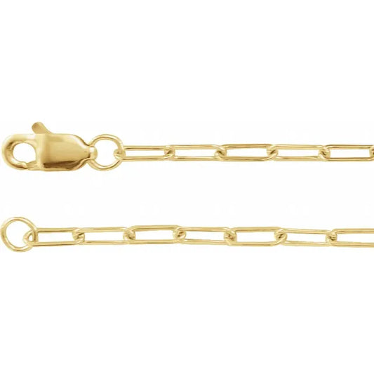 14k yellow rose white gold sterling silver 1.95mm elongated paper clip link bracelet anklet choker necklace pendant chain