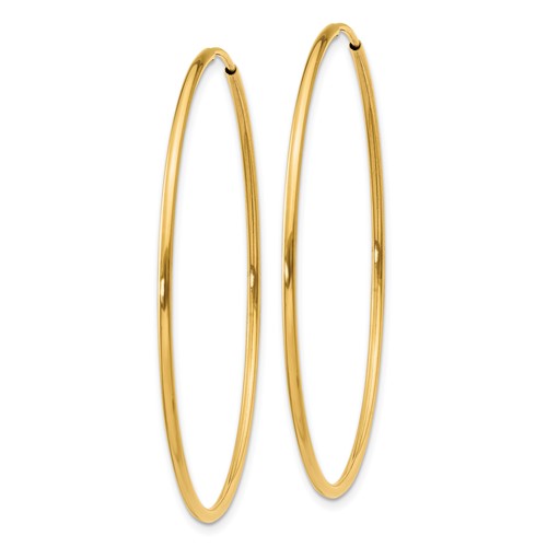 14k Yellow Gold Round Endless Hoop Earrings 40mm x 1.25mm