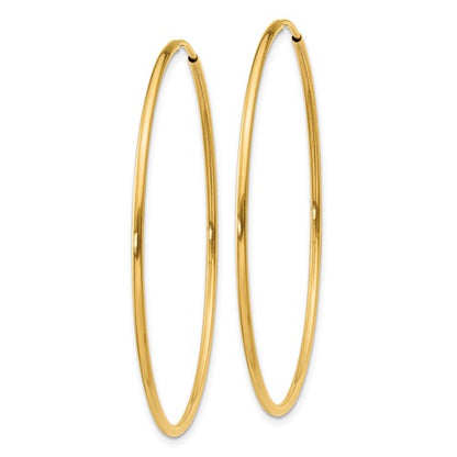 14k yellow gold round endless hoop earrings 40mm x 1.25mm
