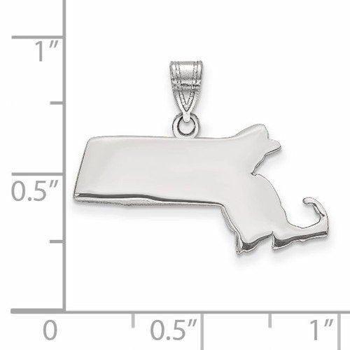 14k gold or sterling silver massachusetts ma state map pendant charm personalized monogram