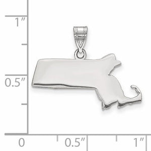14K Gold or Sterling Silver Massachusetts MA State Map Pendant Charm Personalized Monogram