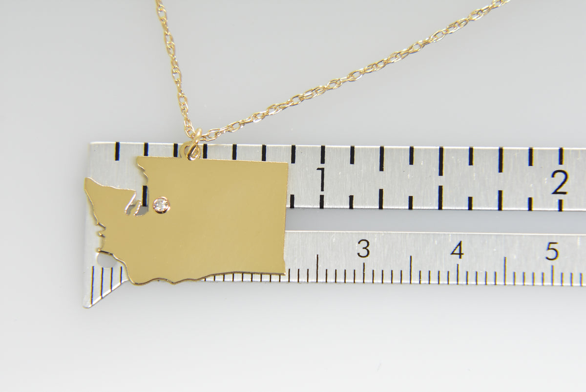 14k 10k yellow rose white gold diamond silver washington wa state map personalized city necklace