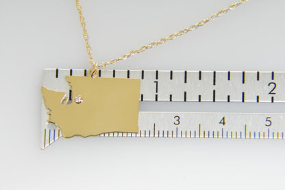14k 10k yellow rose white gold diamond silver washington wa state map personalized city necklace