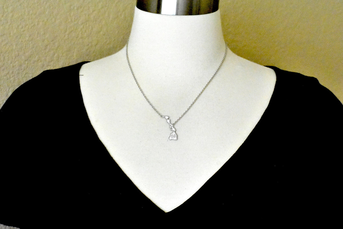 14k gold or sterling silver hawaii hi state necklace personalized monogram