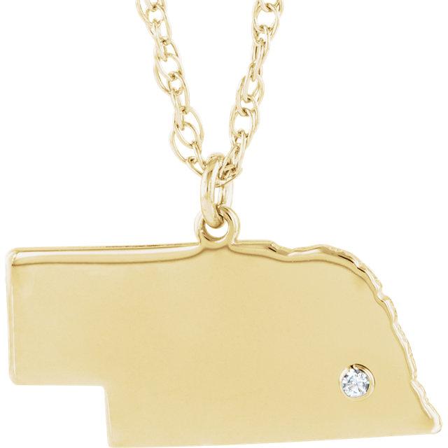 14k 10k yellow rose white gold diamond silver nebraska ne state map personalized city necklace