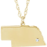 Load image into Gallery viewer, 14k 10k Yellow Rose White Gold Diamond Silver Nebraska NE State Map Personalized City Necklace
