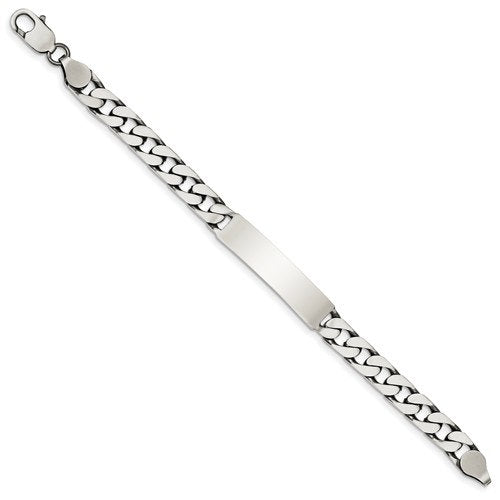 solid sterling silver engravable antique style curb link id bracelet engraved personalized name or initials