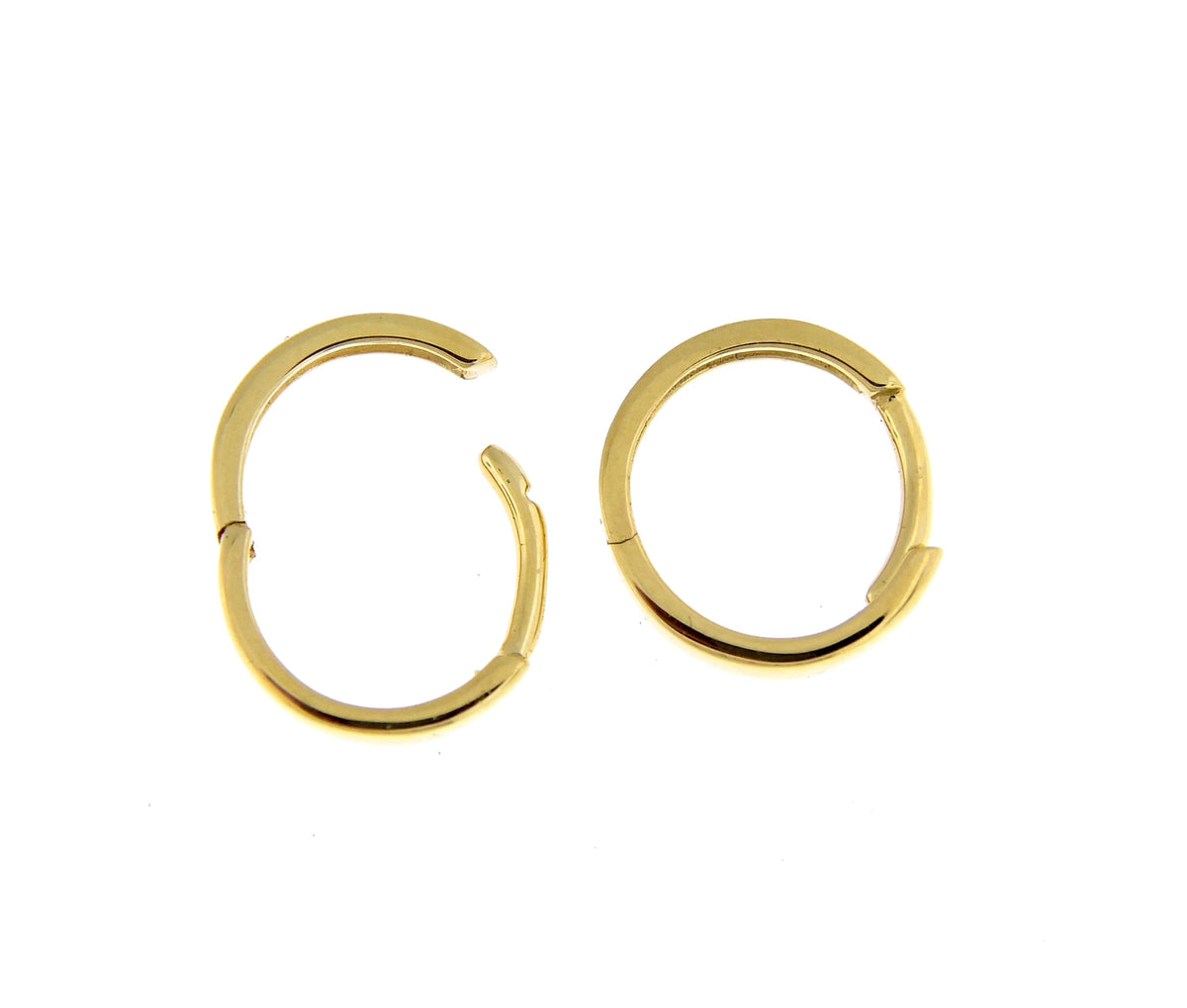 14k yellow gold classic huggie hinged hoop earrings 11mm x 2mm