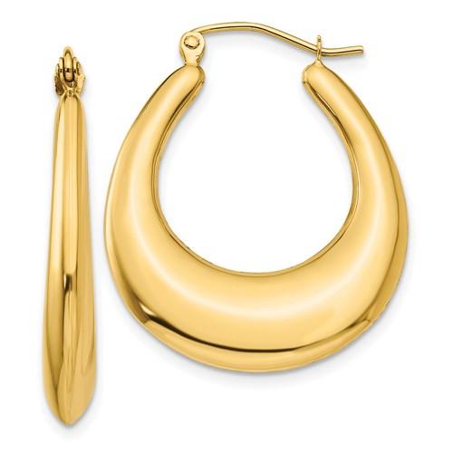 14k yellow gold classic fancy hoop earrings 25mm