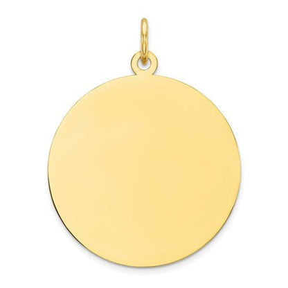 10k yellow gold 22mm round circle disc pendant charm personalized monogram engraved