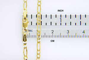 14K Yellow Gold 2.5mm Lightweight Figaro Bracelet Anklet Choker Necklace Chain
