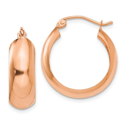 14k rose gold classic round hoop earrings click top