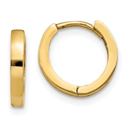 14k yellow gold classic huggie hinged hoop earrings 11mm x 2mm
