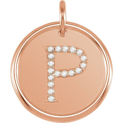 14k yellow rose white gold genuine diamond uppercase letter p initial alphabet pendant charm custom made to order personalized engraved