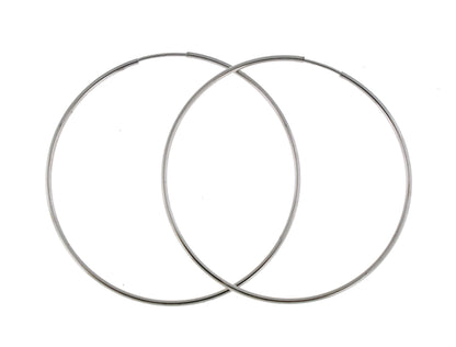 14k white gold large round endless hoop earrings 42mm x 1.20mm