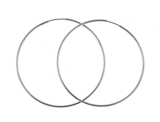 14k white gold large round endless hoop earrings 42mm x 1.20mm