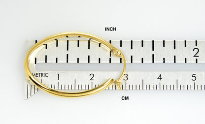 14k yellow gold classic polished oval hoop earrings 29mm x 21mm x 3mm