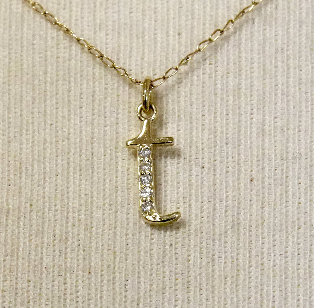14k yellow rose white gold .025 ctw diamond tiny petite lowercase letter t initial alphabet pendant charm necklace