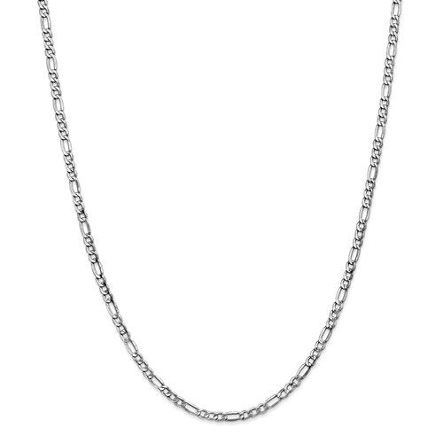 14k white gold 3.5mm lightweight figaro bracelet anklet choker necklace pendant chain