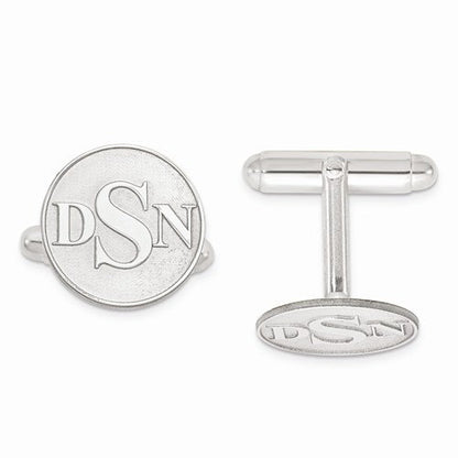 14k yellow gold 14k white gold sterling silver round cufflinks cuff links personalized monogram