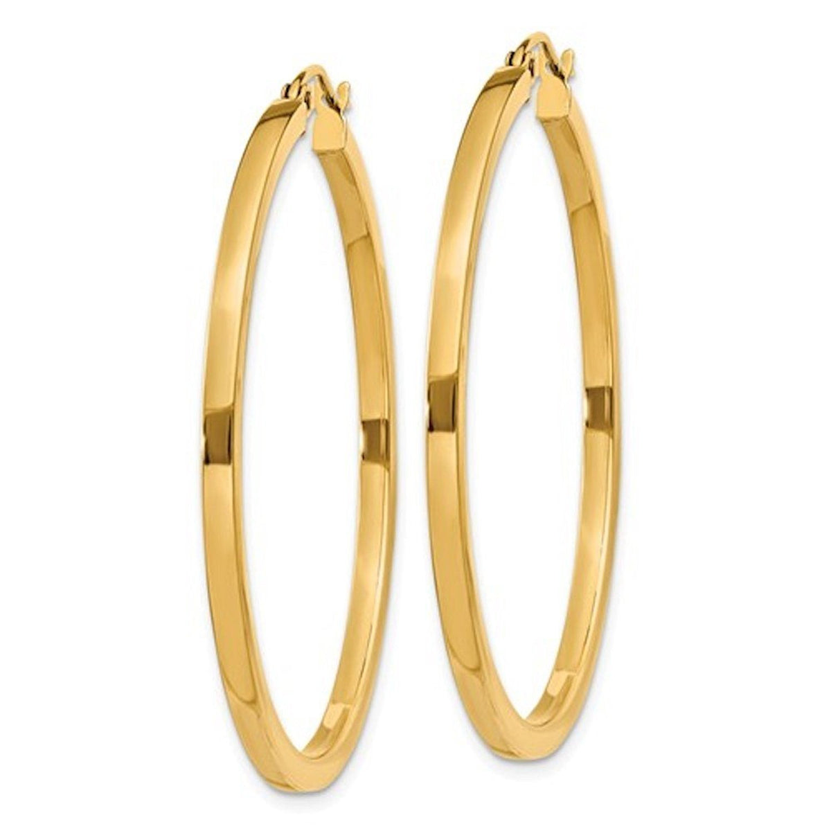 14k yellow gold square tube round hoop earrings 40mm x 2mm
