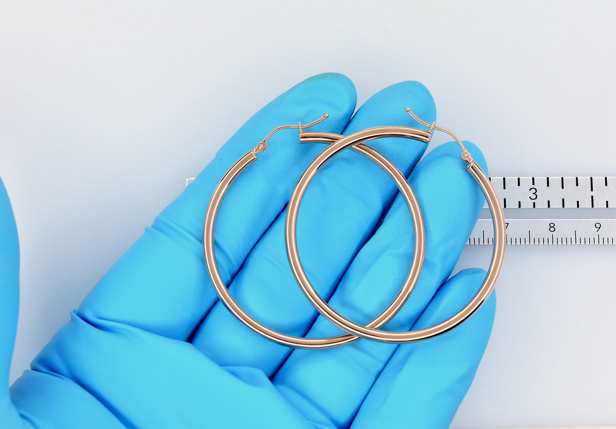 14k rose gold classic round hoop earrings 44mm x 2.5mm
