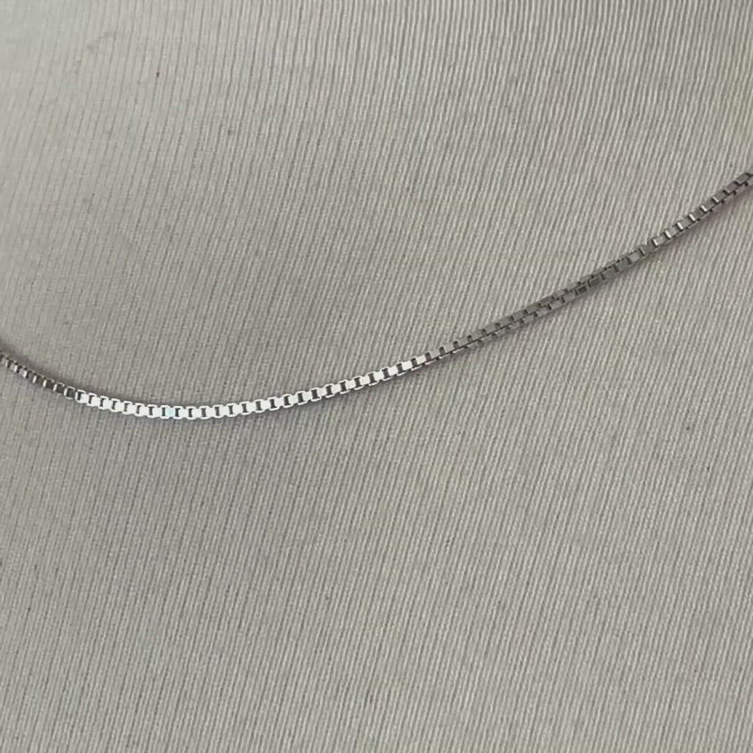 Sterling Silver 1.25mm Rhodium Plated Box Necklace Pendant Chain with Lobster Clasp
