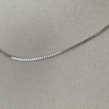 Sterling Silver 1.25mm Rhodium Plated Box Necklace Pendant Chain with Lobster Clasp