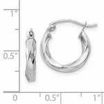 Charger l&#39;image dans la galerie, 14K White Gold Twisted Modern Classic Round Hoop Earrings 15mm x 3mm
