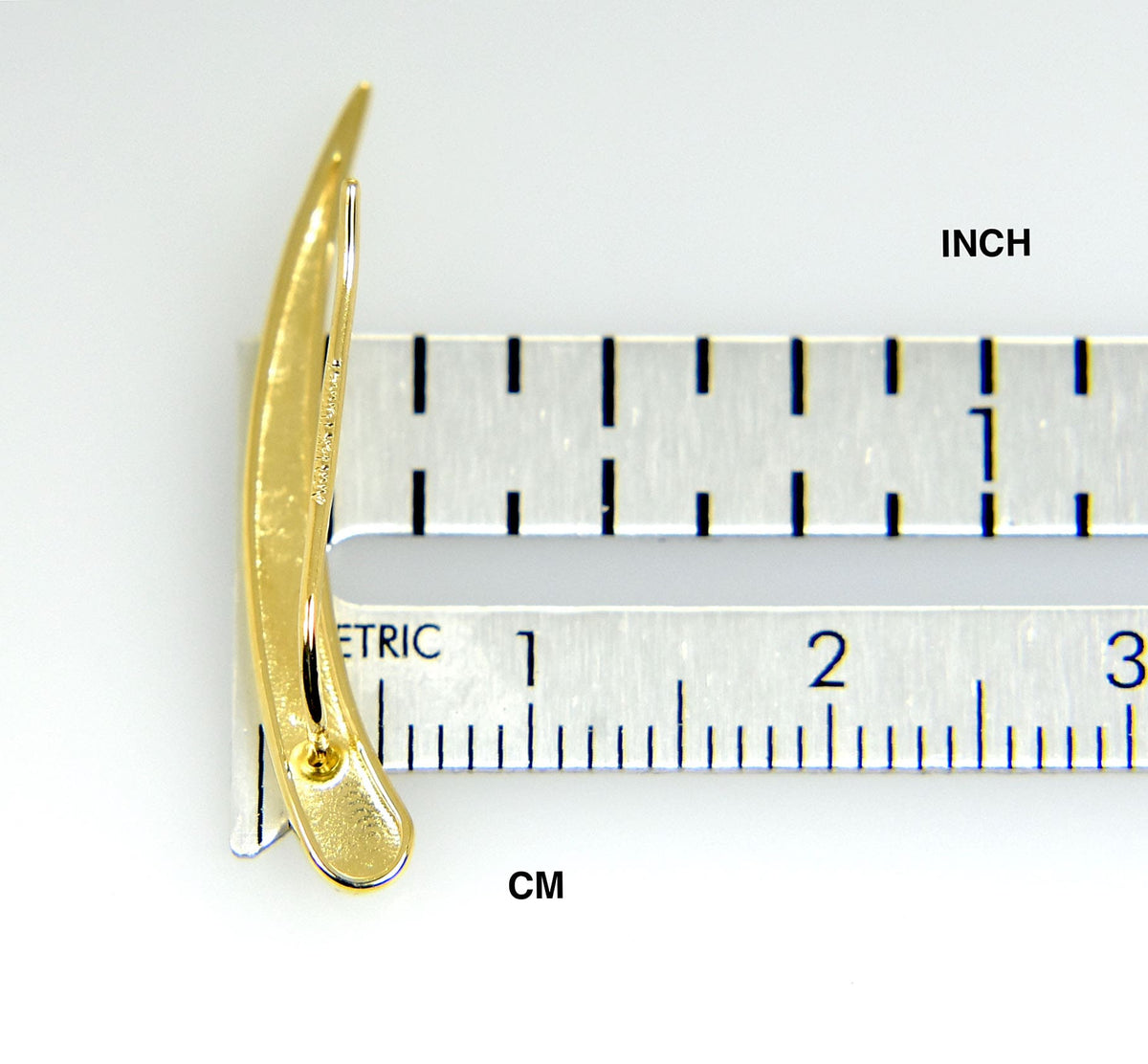 14k yellow gold geometric geo style fancy pointed ear climber earrings