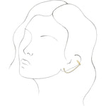 將圖片載入圖庫檢視器 Platinum 14k Yellow Rose White Gold Genuine Diamond Single Round Post Earring Ear Cuff Chain Climber
