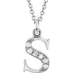 Load image into Gallery viewer, 14K Yellow Rose White Gold .03 CTW Diamond Tiny Petite Lowercase Letter S Initial Alphabet Pendant Charm Necklace
