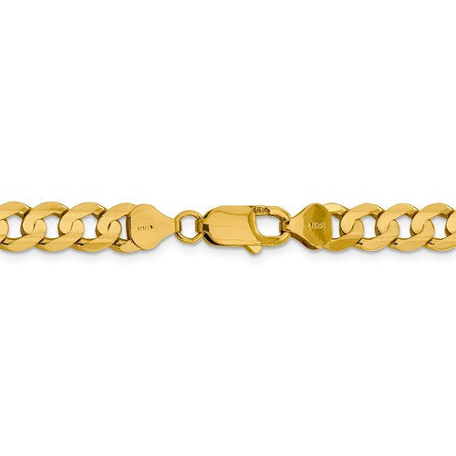 14k yellow gold 7.5mm open concave curb bracelet anklet choker necklace pendant chain
