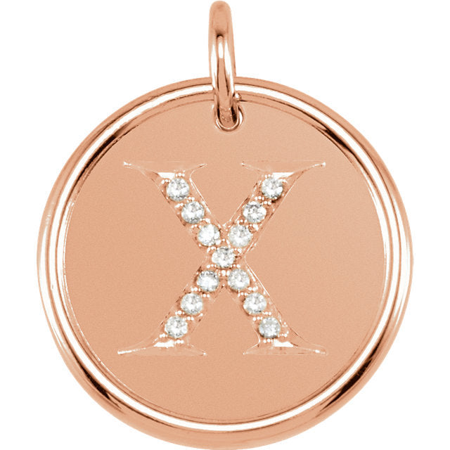 14k yellow rose white gold genuine diamond uppercase letter x initial alphabet pendant charm custom made to order personalized engraved