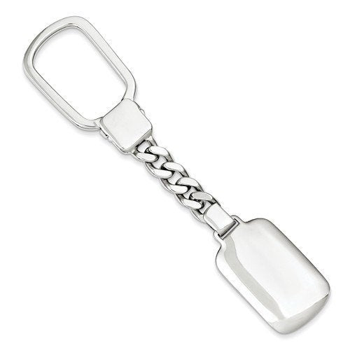 engravable sterling silver rectangle key holder ring keychain personalized engraved monogram