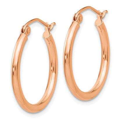 14k rose gold classic round hoop earrings 20mm x 2mm