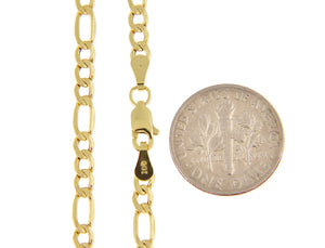 14K Yellow Gold 3.5mm Lightweight Figaro Bracelet Anklet Choker Necklace Chain