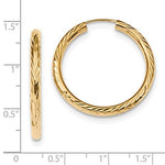 Load image into Gallery viewer, 14k Yellow Gold Diamond Cut Classic Endless Hoop Earrings 28mm x 3mm
