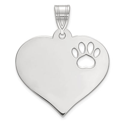 14k 10k yellow rose white gold or sterling silver paw print cut out personalized pendant charm